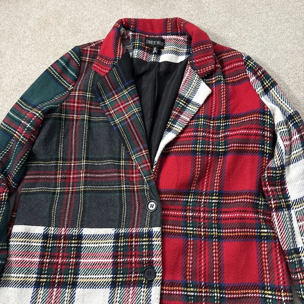 Current Mood My Own Beat Patchwork Tartan Plaid Button Up Long Sleeve Coat XL - Picture 9 of 9